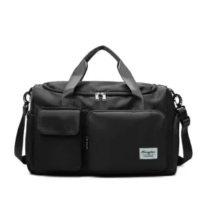 (45x20cm) Water-repellent sports bag Travel bag with shoe / wet compartment - Black
