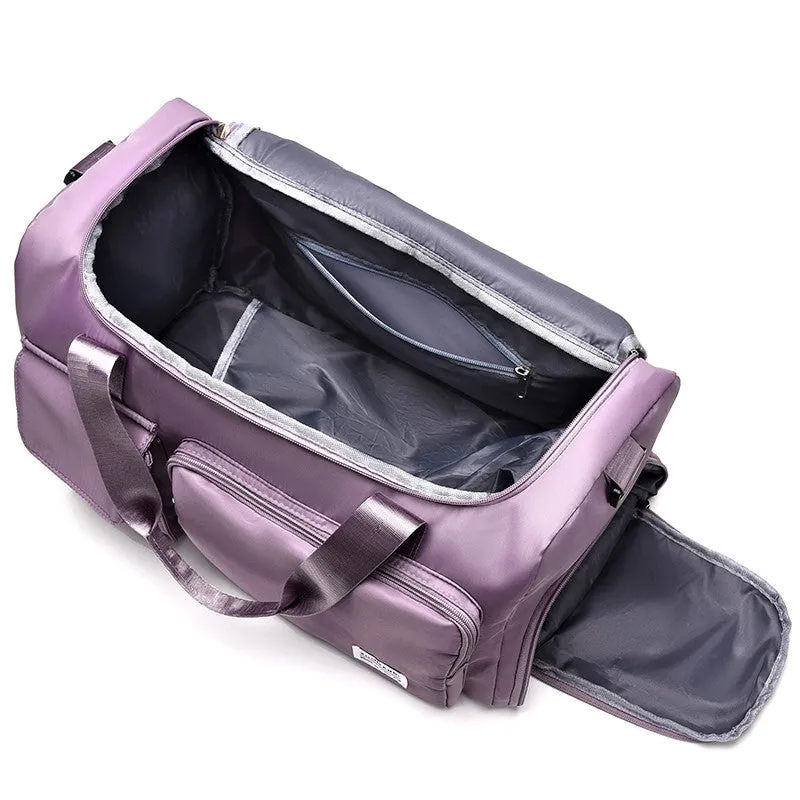 (45x20cm) Water-repellent sports bag Travel bag with shoe / wet compartment - Black