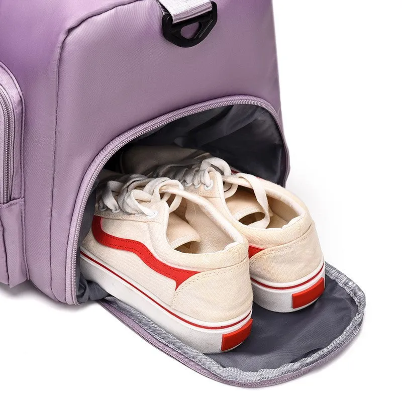 (45x20cm) Water-repellent sports bag travel bag with shoe / wet compartment - gray
