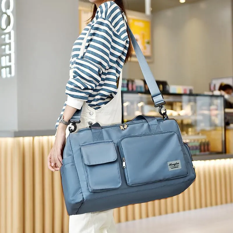(45x20cm) Water-repellent sports bag travel bag with shoe / wet compartment - gray