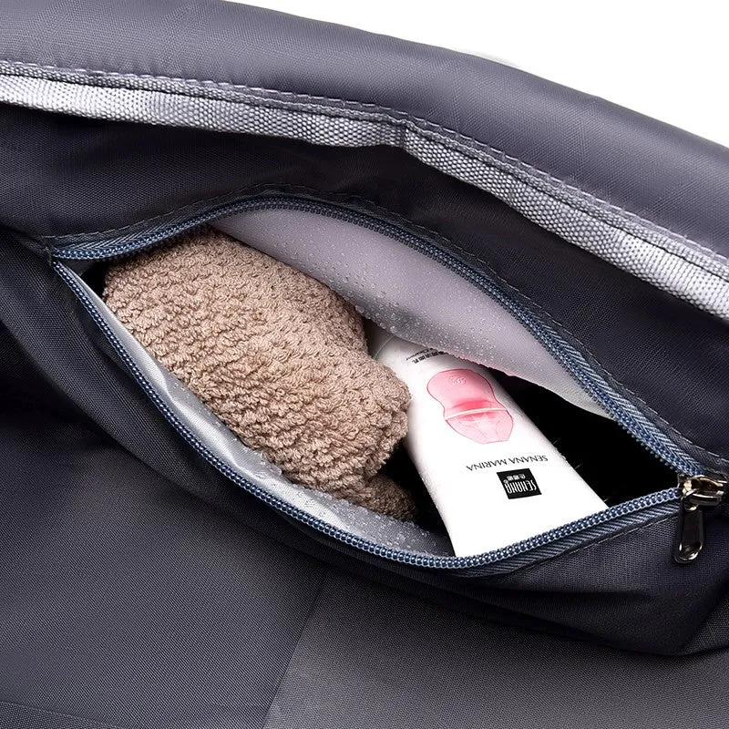(45x20cm) Water-repellent sports bag travel bag with shoe / wet compartment - gray