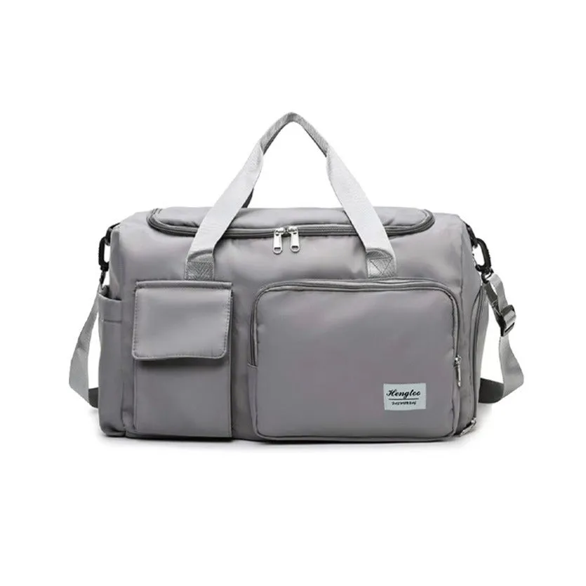 (45x20cm) Water-repellent sports bag travel bag with shoe / wet compartment - gray