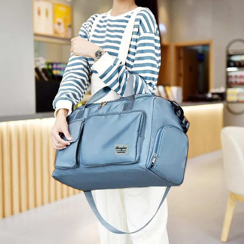 (45x20cm) Water-repellent sports bag travel bag with shoe / wet compartment - gray