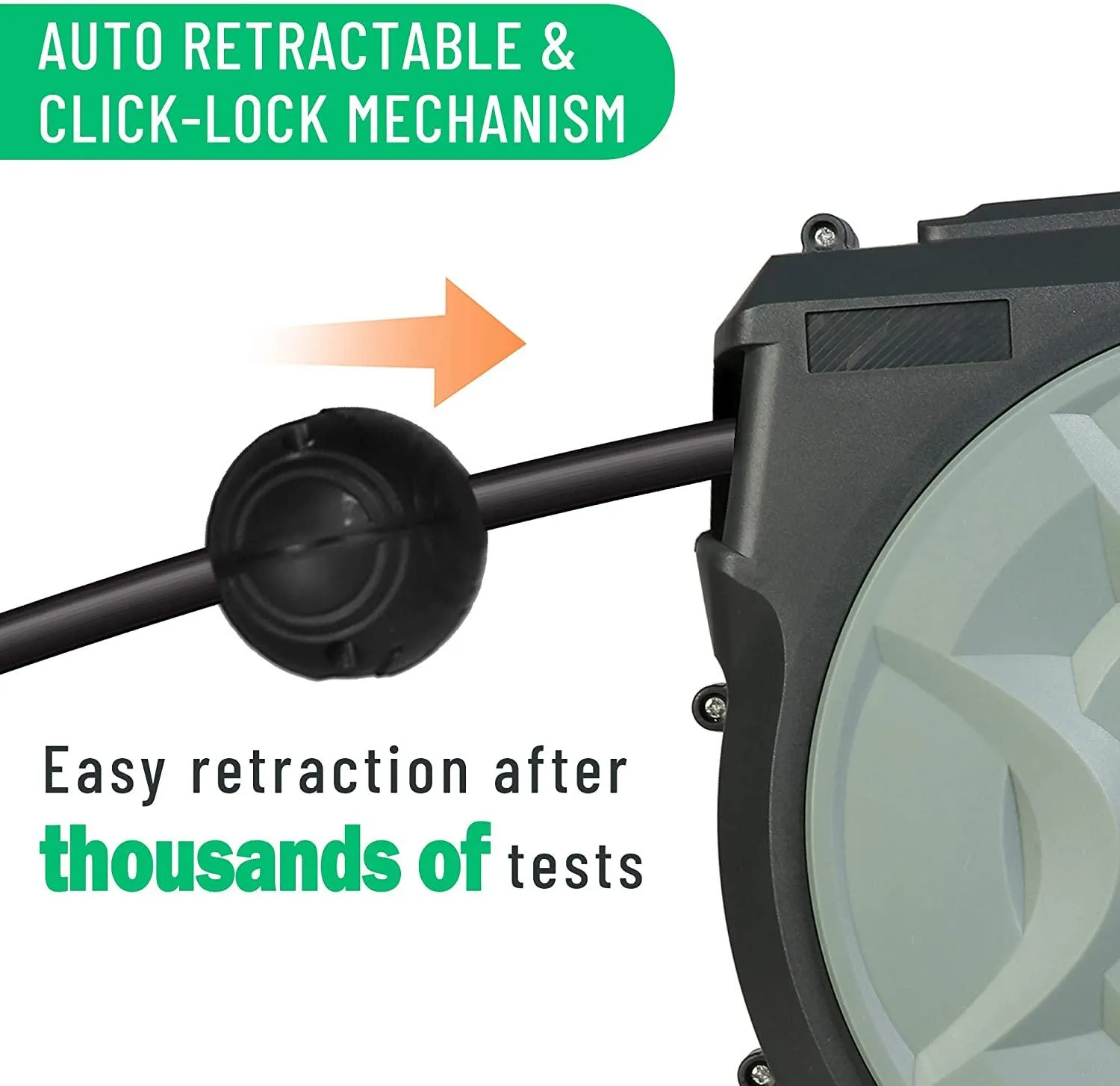50 Feet Retractable Extension Cord Reel Ceiling Wall Mount SJT 14 AWG 3C 40 Inch Lead-in Supply Cord 3 Electrical Outlets