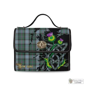 Alexander of Menstry Hunting Tartan Waterproof Canvas Bag with Scotland Map and Thistle Celtic Accents