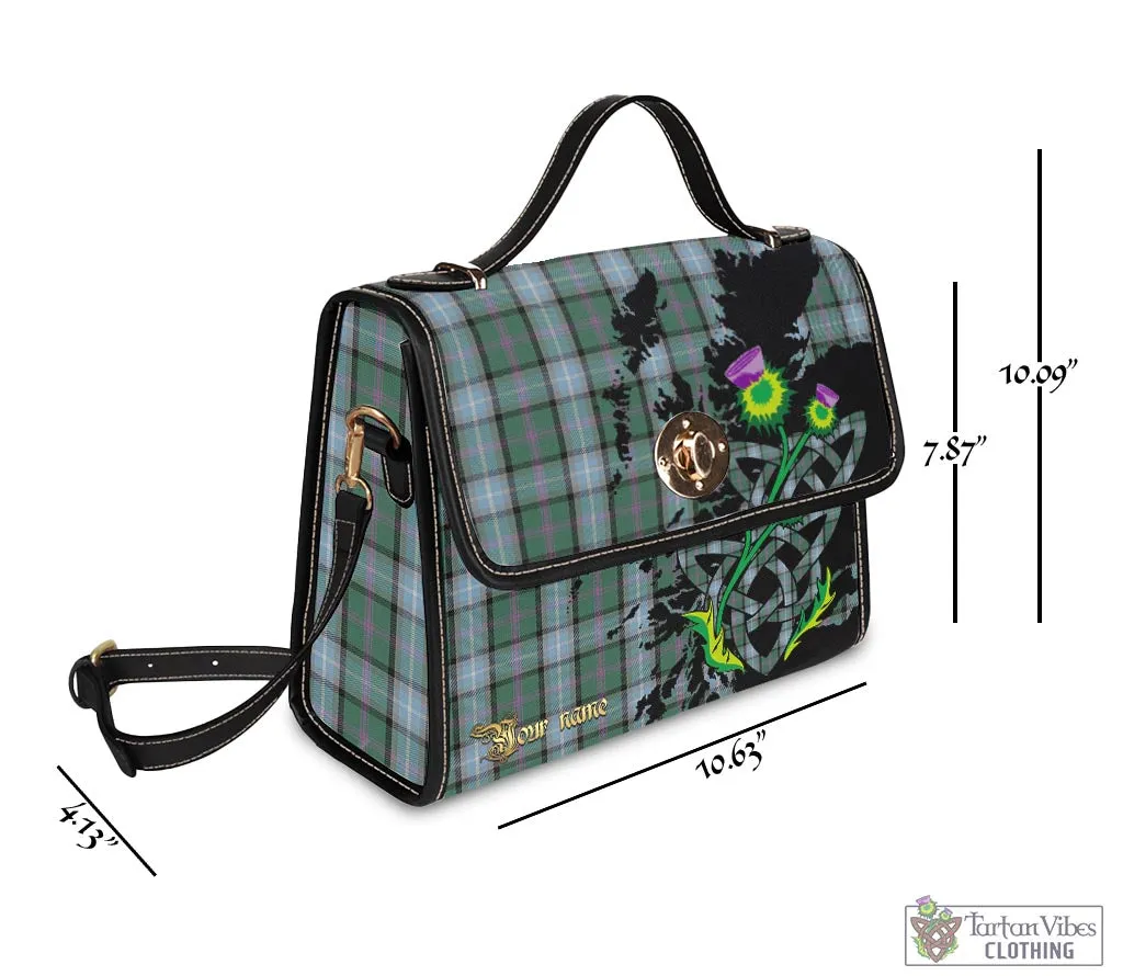 Alexander of Menstry Hunting Tartan Waterproof Canvas Bag with Scotland Map and Thistle Celtic Accents