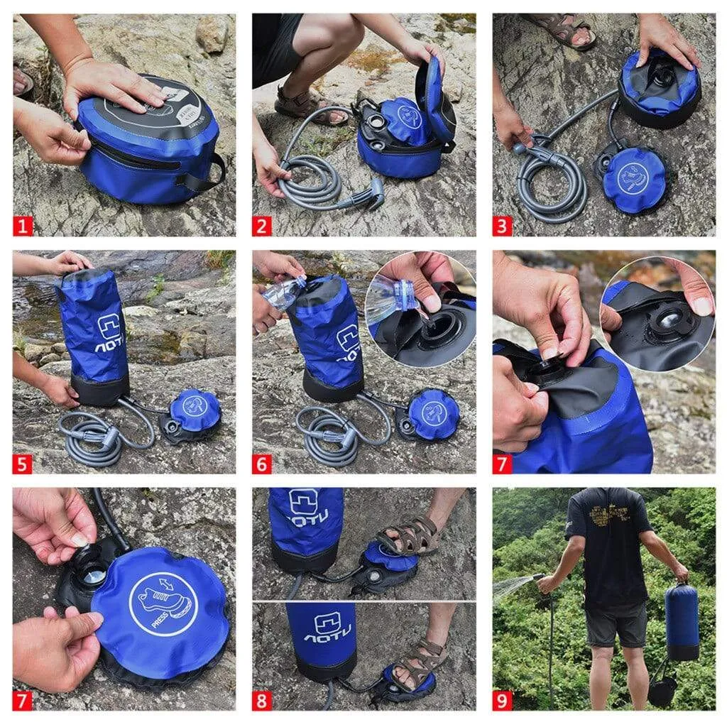 Camping Portable Pressure Shower With Foot Pump Kit