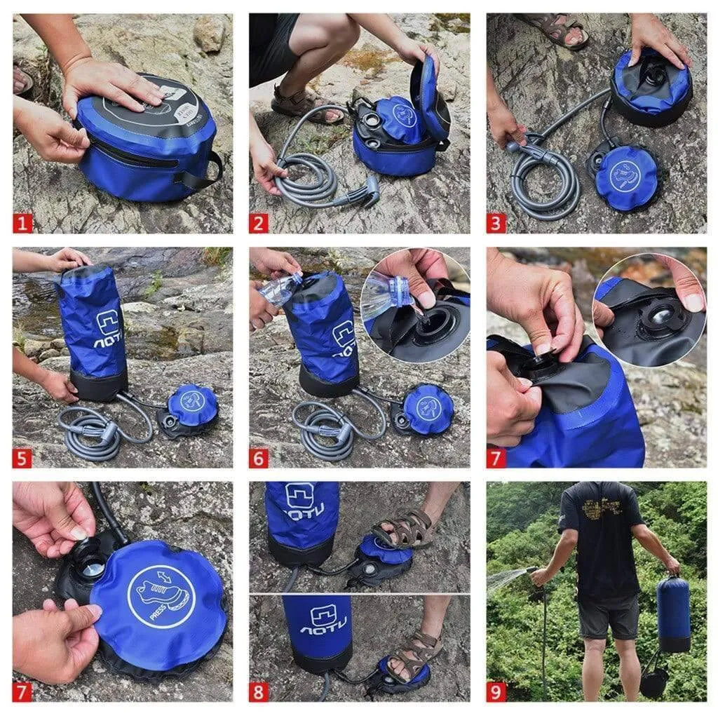 Camping Portable Pressure Shower With Foot Pump Kit