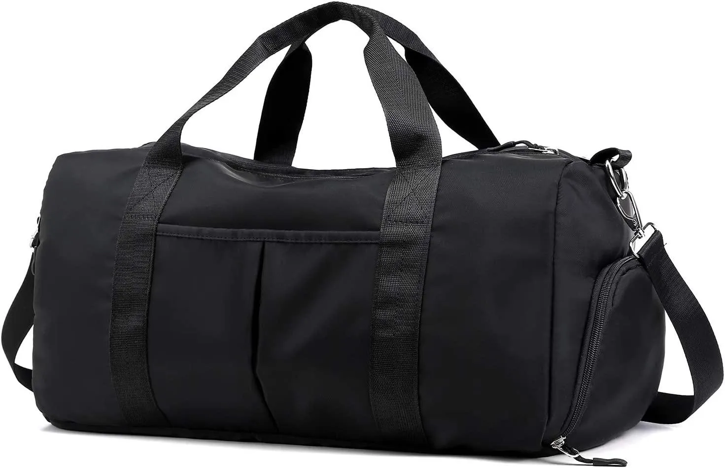 Forestfish Sports Gym Bag Travel Duffel Bag with Dry Wet Pocket & Shoes Compartment for Women and Men, Black (Black) - EA001-01