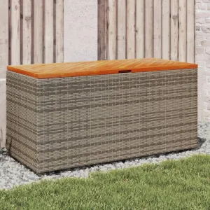 Garden Storage Box Grey 110x50x54 cm Poly Rattan Acacia Wood