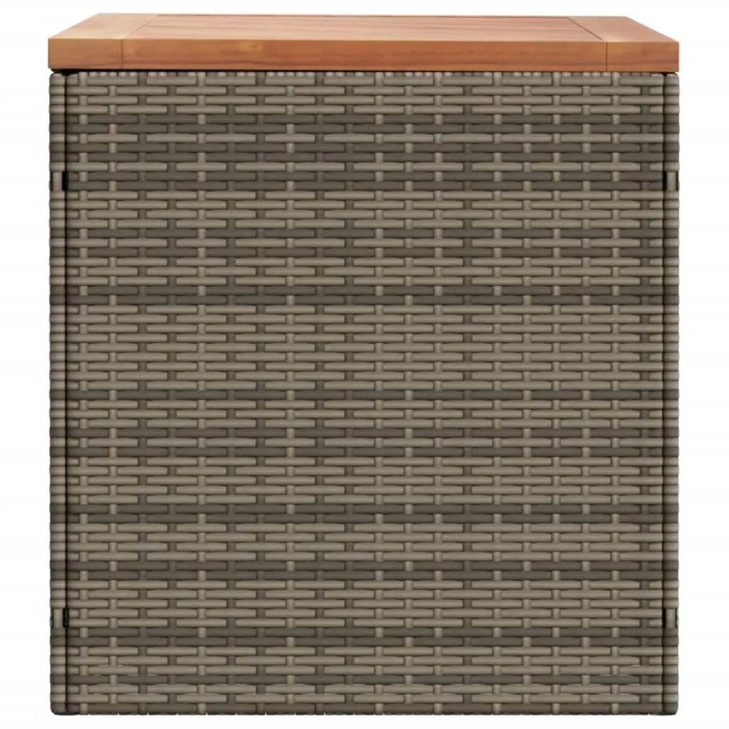 Garden Storage Box Grey 110x50x54 cm Poly Rattan Acacia Wood