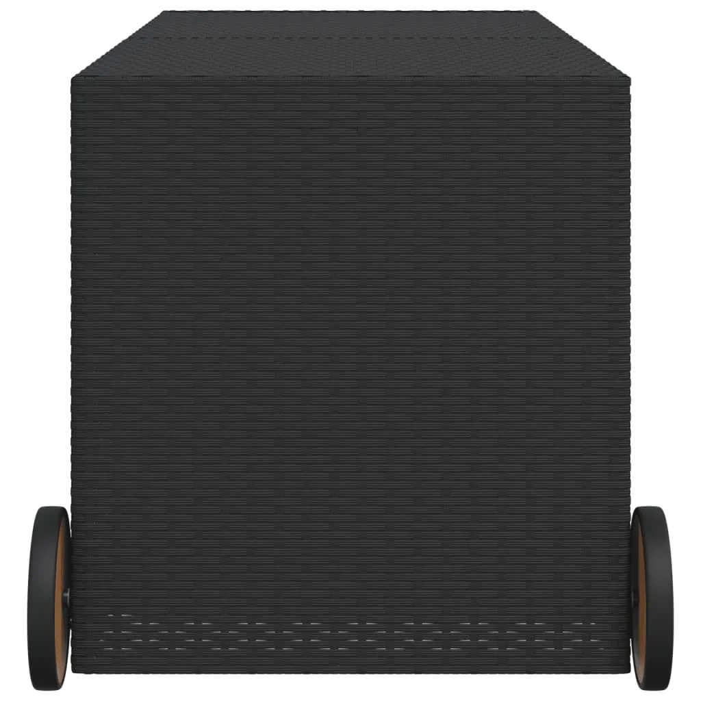 Garden Storage Box with Wheels Black 283L Poly Rattan