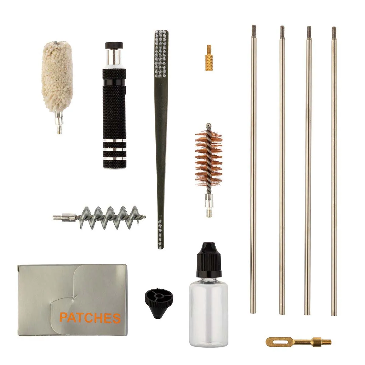 Gun Cleaning Kit, 12 Caliber, 11 Items, Plastic Case