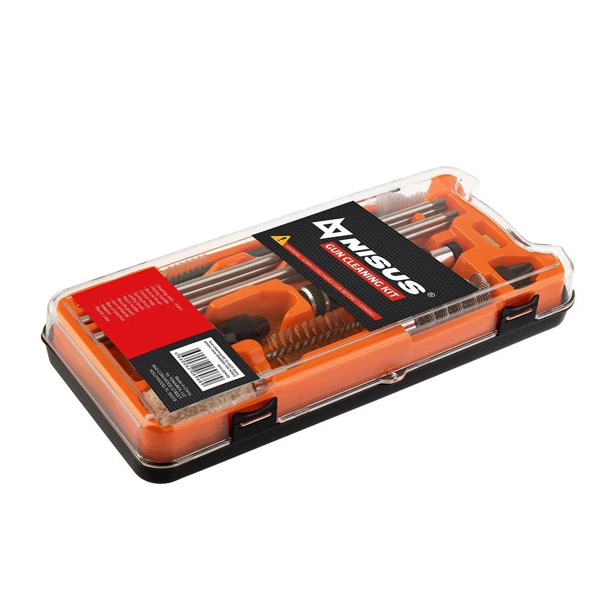 Gun Cleaning Kit, 12 Caliber, 11 Items, Plastic Case