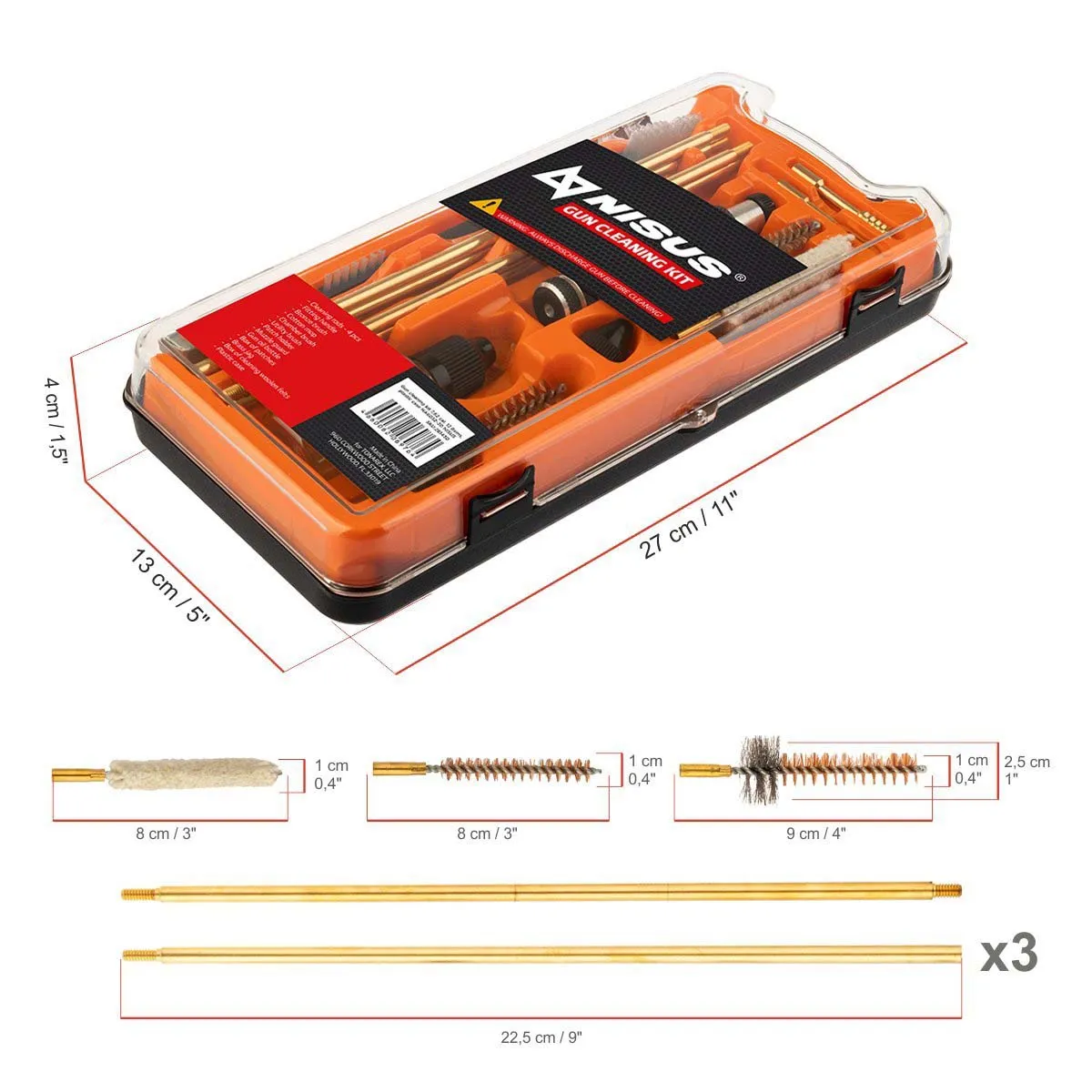 Gun Cleaning Kit, .308 Caliber, 12 Items, Plastic case