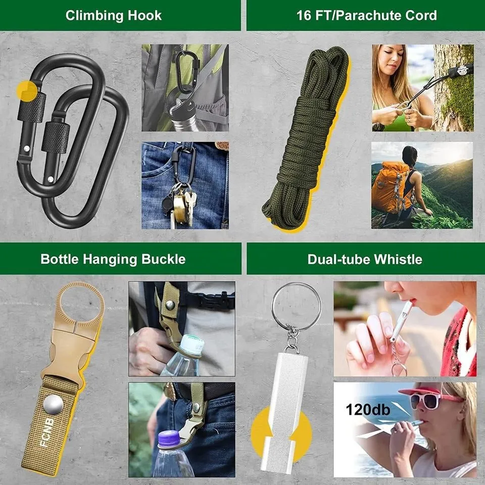 Hip-hop Men Leather Shoulder Holster Bag Sleeveless &  survival gear kit camping accessories 34 in 1 Combo Pack(Bulk 3 Sets)