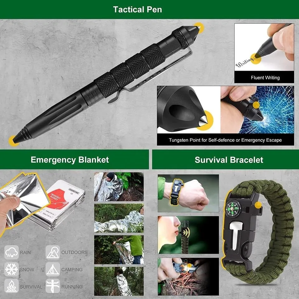 Hip-hop Men Leather Shoulder Holster Bag Sleeveless &  survival gear kit camping accessories 34 in 1 Combo Pack(Bulk 3 Sets)