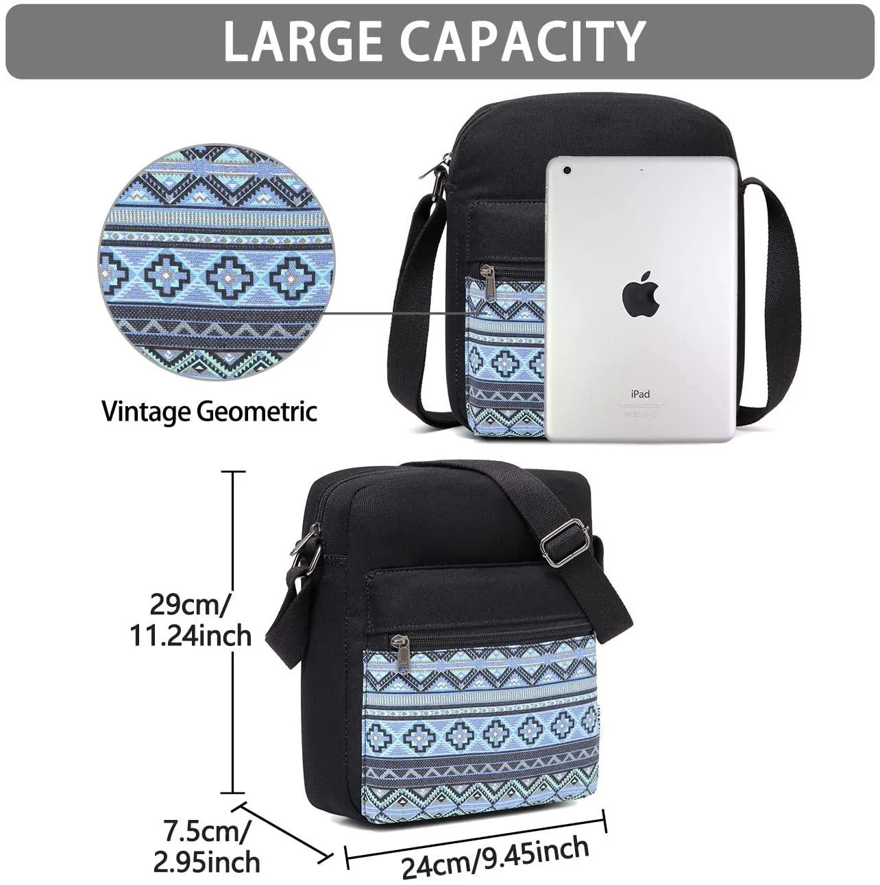 Messenger Bag for Girls, Lightweight Canvas Crossbody Bag Purse