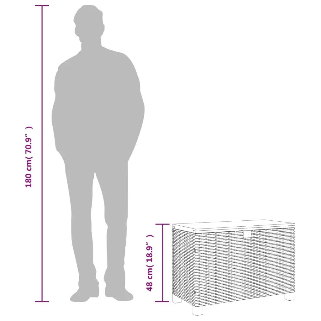 vidaXL Garden Storage Box Grey 80x40x48 cm Poly Rattan Acacia Wood