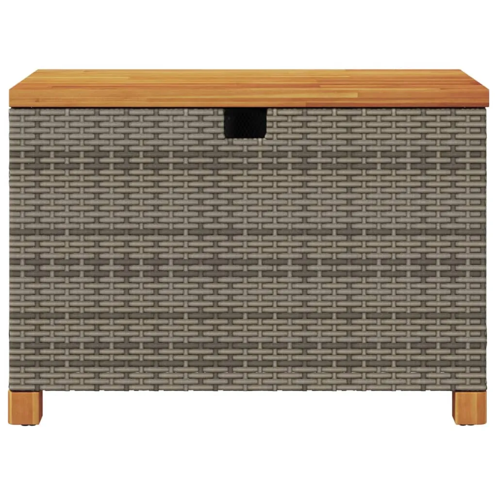 vidaXL Garden Storage Box Grey 80x40x48 cm Poly Rattan Acacia Wood