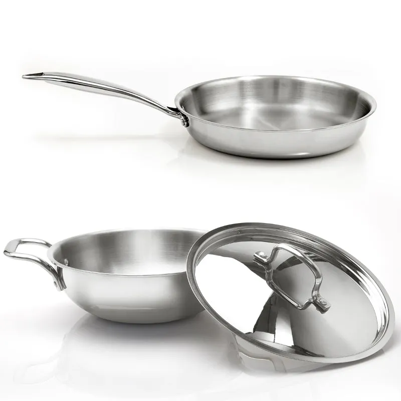 Zoraware Kadhai 1600 ML With Frying Pan & Lid (20 CM) - Three Piece Set