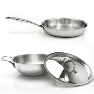 Zoraware Kadhai 1600 ML With Frying Pan & Lid (20 CM) - Three Piece Set