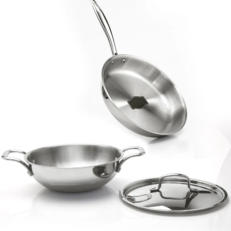 Zoraware Kadhai 1600 ML With Frying Pan & Lid (20 CM) - Three Piece Set